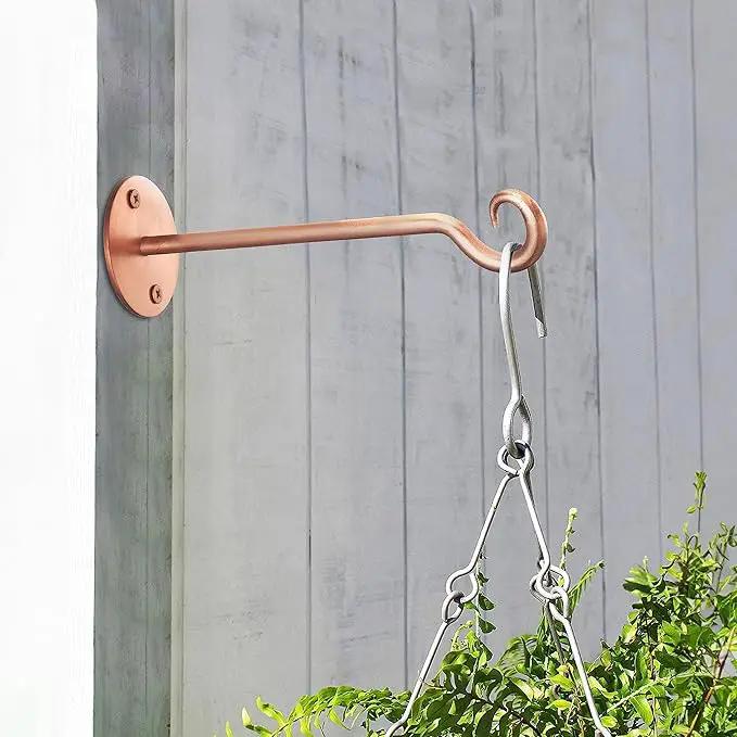 Monarch Abode Wall Mount Plant Hook Premium Metal Decorative Hanging Bracket for Plants Bird Feeders Planters Home Decor, Heavy Duty, 7.5 inch, Set of 2, Brushed Copper Finish by GreenHaven Gardens