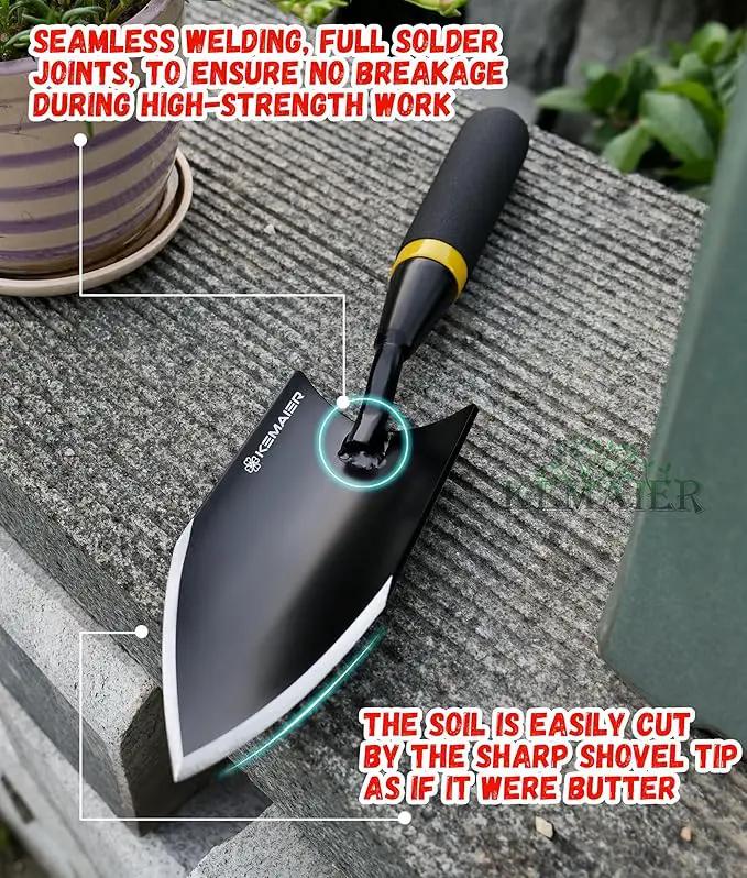 Heavy Duty Gardening Hand Trowel - Carbon Steel Garden Trowel with Rubberized Handle, Ideal for Soil Planting, Digging, Transplanting by GreenHaven Gardens