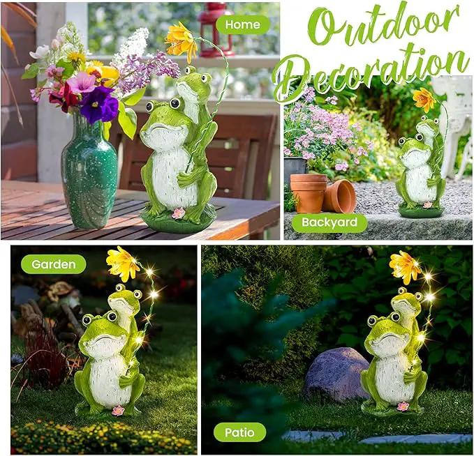 GIGALUMI Solar Garden Statues Loving Frog Garden Decor Figurine Lights for Outside, Yard Decorations Outdoor Patio Decor, Gardening Gifts for Women by GreenHaven Gardens