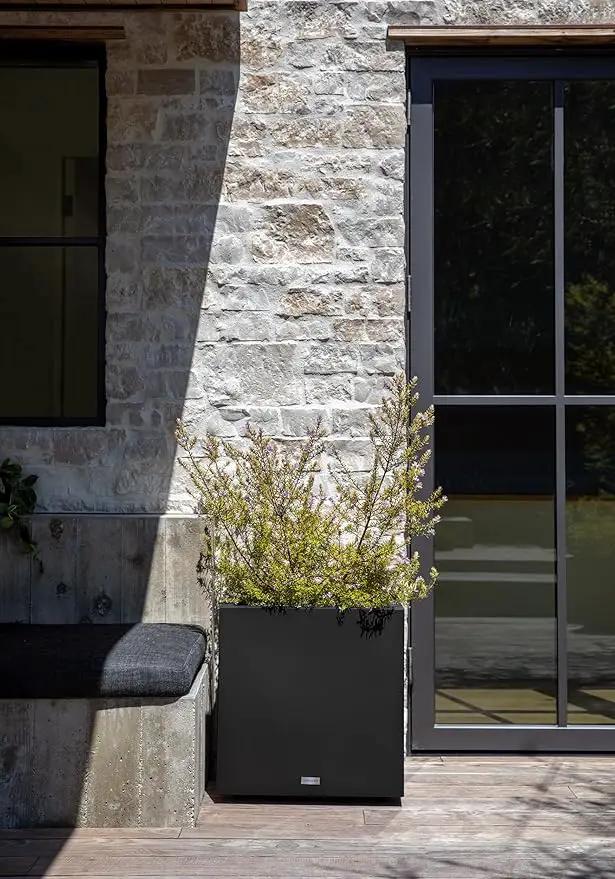Veradek Block Series Cube Plastic Planter - Large Square Planter for Indoor or Outdoor Patio/Garden | Durable All-Weather Use with Drainage Holes | Modern Décor for Tall Plants, Trees, Flowers by GreenHaven Gardens
