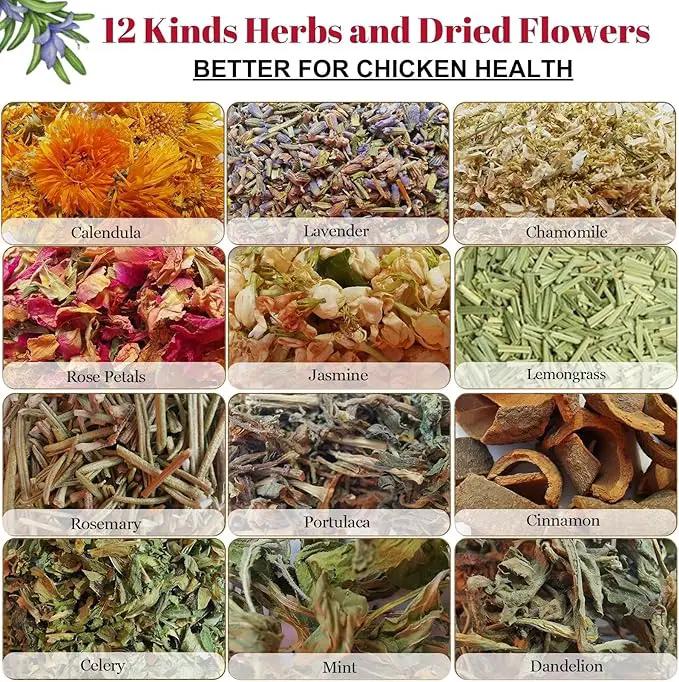 21 oz Chicken Nesting Herbs Flowers - 1.3lb Poultry Blend Herbs 12 Premium Nesting Box Herbs for Chicken Coop Refresher Boost Egg Laying Hens Herb Supplement for Backyard by GreenHaven Gardens