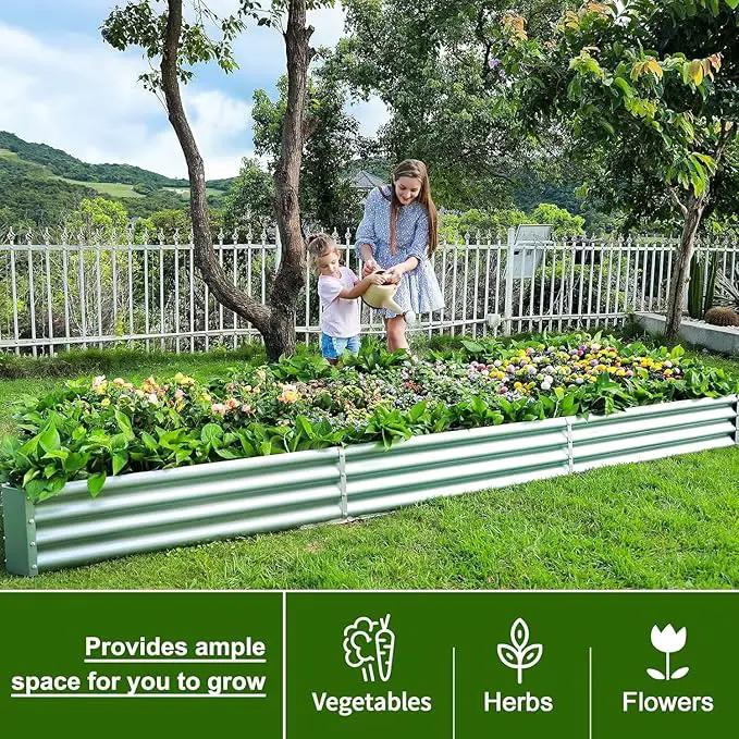 Land Guard 12×4×1ft Galvanized Raised Garden Bed Kit for Vegetables, Galvanized Super Large Metal Planter Raised Garden Boxes Outdoor(359 Gallon Capacity)… by GreenHaven Gardens
