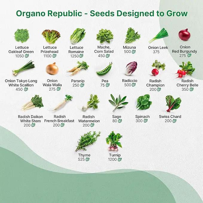 50 Winter Vegetable Garden Seeds Variety Pack - 43,450+ Non-GMO Heirloom Seeds for Outdoors & Indoor Home Gardening, Including Kohlrabi, Lettuce, Radish, Onion, Choy, Spinach, Cauliflower, Collards by GreenHaven Gardens