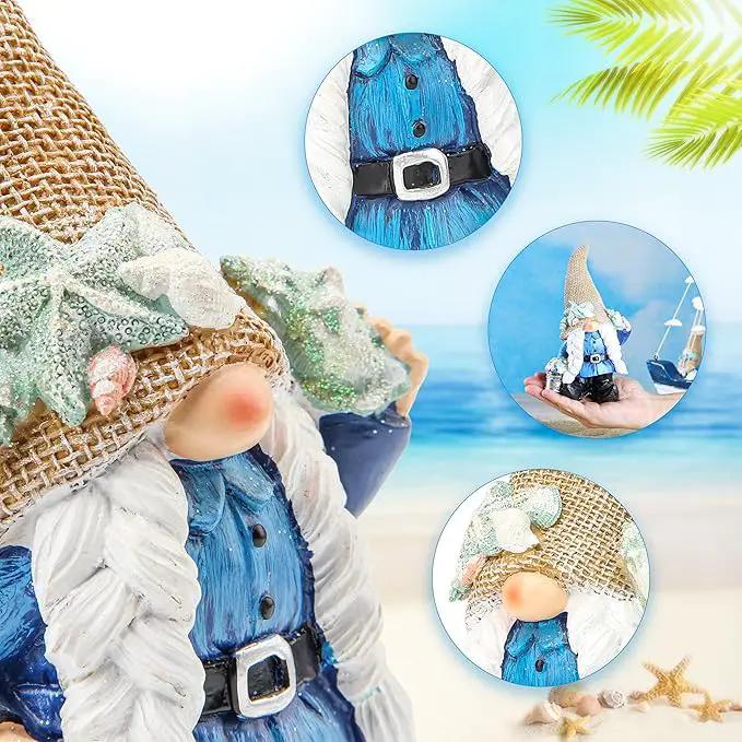 Leekung Gnome Statue Garden Decor - Ocean Gnome Figurine for Patio Lawn Yard Backyard Outdoor Indoor Home Decoration,Summer Gnomes with Shells Starfish,Swedish Beach elf tomte, for Women by GreenHaven Gardens