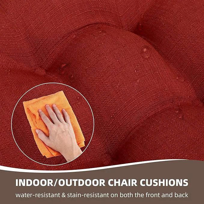 RACE LEAF Patio Chair Cushions 17x17 4 Pack, Thickened Outdoor Seat Cushions Water Resistant Stain Resistant Non-Slip Ties (Red) by GreenHaven Gardens