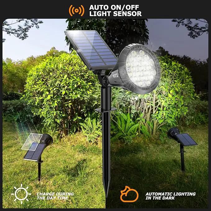 Solar Spot Lights Outdoor, 21 LEDs Solar Outdoor Lights Auto On/Off with 3 Modes, IP67 Waterproof Solar Yard Spotlight Landscape Lighting Garden Wall Lights, 2-in-1 Solar Powered Lights, 2Pack by GreenHaven Gardens