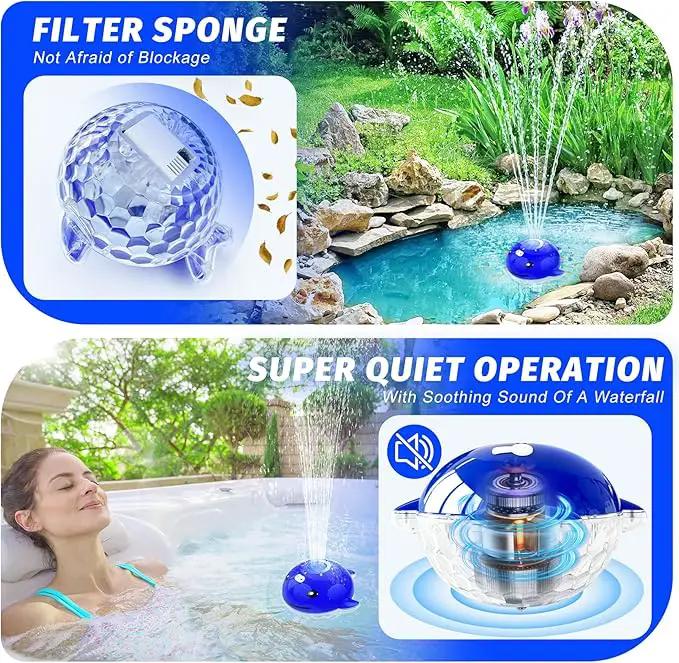 Floating Pool Fountain with Remote, Whale Pool Fountain with Lights, Rechargeable Pool Water Fountain, Above Ground Pool Fountain Waterfall, Swimming Pool Fountains for Inground Pool-1PC by GreenHaven Gardens