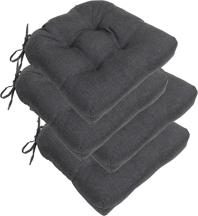 RACE LEAF 4 Pack Patio Chair Cushions 17x17 Inch, Thickened Waterproof Cushions with Stain Resistant Cover and Non-Slip Ties for Patio Furniture (Gray) by GreenHaven Gardens