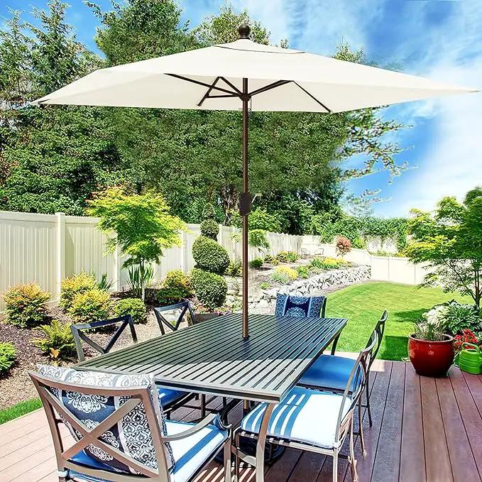 EliteShade USA 10-Year-Non-Fading 6.5x10Ft Rectangular Market Umbrella Patio Umbrella Outdoor Table Umbrella with Ventilation, Natural by GreenHaven Gardens
