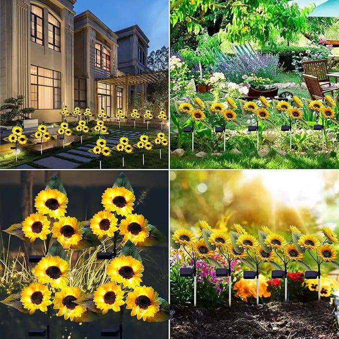 Solar Garden Lights, 4 Pack Sunflower Outdoor Lights Solar Flower Lights for Outside with 12 Larger Sunflower Gardening Gift for Mom Women Decorative Lights for Garden Decor Yard Patio Lawn Pathway by GreenHaven Gardens