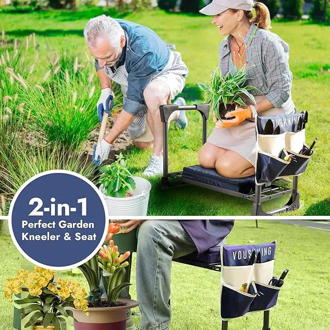 Foldable Garden Kneeler and Seat, Patented Thicker Wider Softer Kneeling Pad with Magnetic Stripe, 350lbs Heavy Duty Durable Garden Stool with Tool Bag, Gardening Gift for Women and Men by GreenHaven Gardens