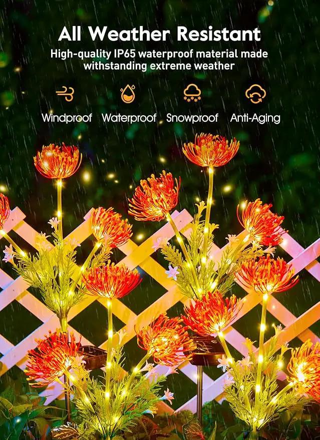 Brightown Outdoor Solar Garden Lights - 4 Pack LED Flower Lights with Glowing Flowers & Stems, Realistic, Bigger Solar Panel, Waterproof for Outside Yard Patio Home, Red by GreenHaven Gardens