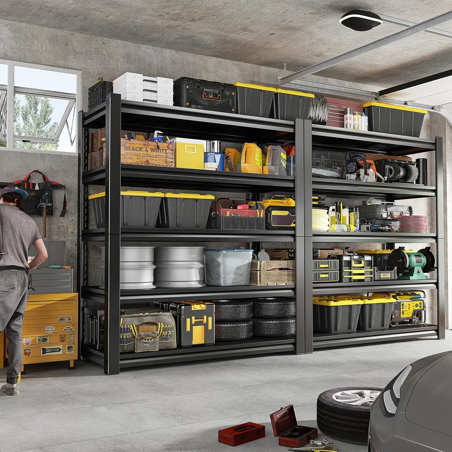 REIBII Garage Shelving 3000 LBS Storage Shelves Adjustable Heavy Duty Shelving Units and Storage Rack for Garage, Basement,2 Pack by GreenHaven Gardens