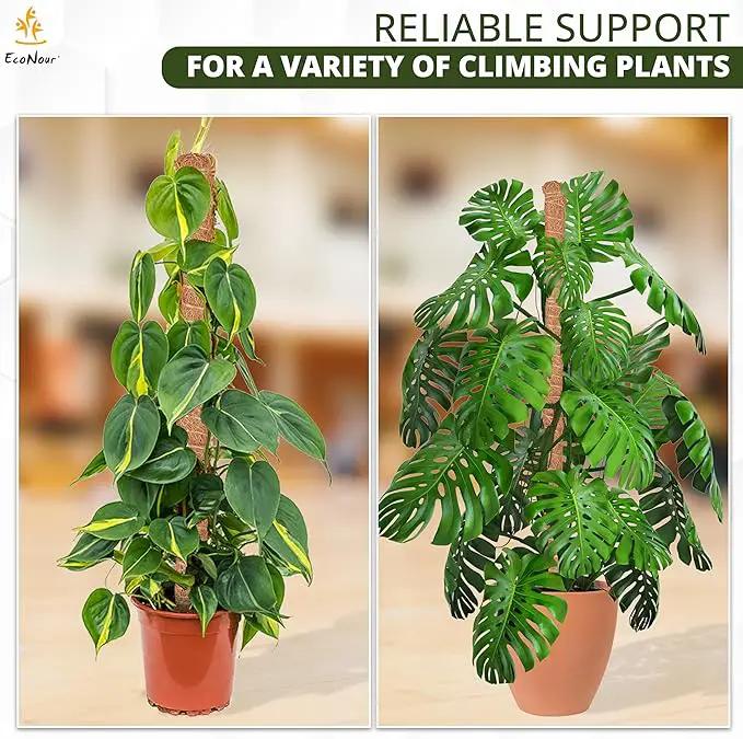 EcoNour Moss Pole for Plants – 28 inches (4 Pack) | Monstera Plant Support for Plant Climbing and Growth | Elevate Your Indoor Garden, Plant Support for Indoor Potted Plants to Grow Upwards by GreenHaven Gardens