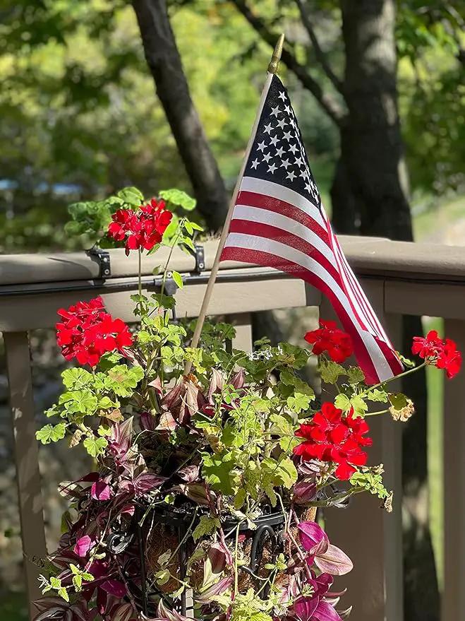 American Flags on Stick - Handheld Spearhead US Flag for 4th of July, Memorial Day Event Decorations - Patriotic Decor for Indoors & Yard - Wooden Stick, Cotton Fabric - (8"x12" - 12 Pack) by GreenHaven Gardens