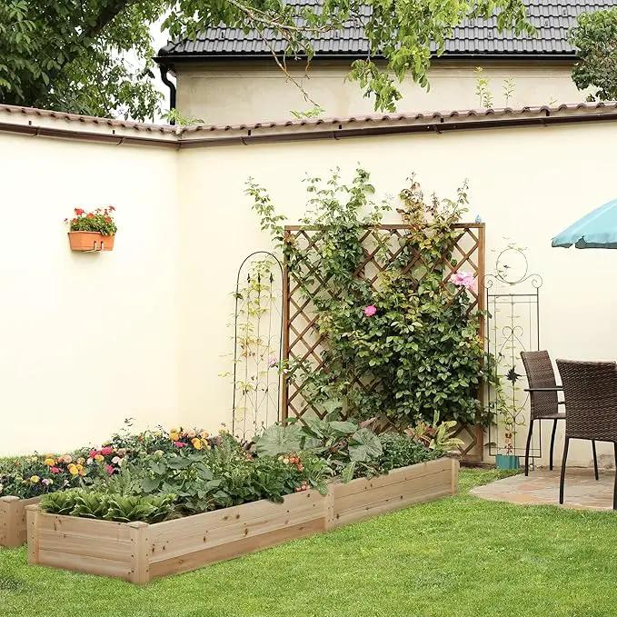 Crownland Outdoor Gardens 8 ft Raised Garden Bed Wooden Patio Raised Beds Backyard Elevated Planter Box Grow Vegetables Fruits Herb Yard Fast Easy Assembly by GreenHaven Gardens