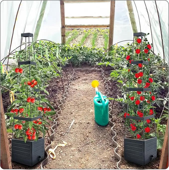 MQFORU Raised Garden Bed, 57" Tomato Planter with Trellis, Tomato Cages for Climbing Vegetables Plant, Self Watering Tomato Support Box for Garden Pots, Use for Patios Greenhouse Indoor Outdoor（1Pc） by GreenHaven Gardens