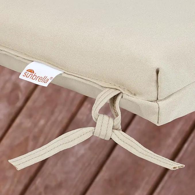 Sorra Home Sunbrella Bristol Square Chair Cushion (Set of 2) - Fade & Water Resistant, Outdoor & Indoor Patio Seat Cushion with Plush Foam - Canvas Natural (20" x 20" x 2.5") by GreenHaven Gardens