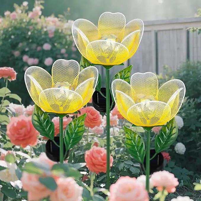 Solar Lights Outdoor Garden, 2 Pack Solar Powered Metal Flowers LED Breathing Light Waterproof,Solar Flowers for Outside Patio Lamp,Garden Gifts for Women,Landscape Lighting,Yard Pathway Decor by GreenHaven Gardens
