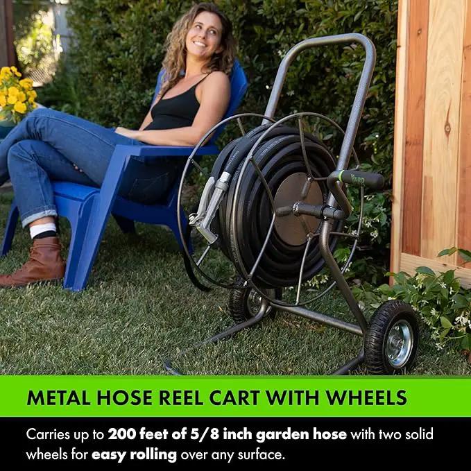 Yard Butler Hose Reel Cart with Wheels Heavy Duty 200 Foot Metal Hose Reel Suitable for Gardens, Lawns and Outdoor - IHT-2EZ by GreenHaven Gardens