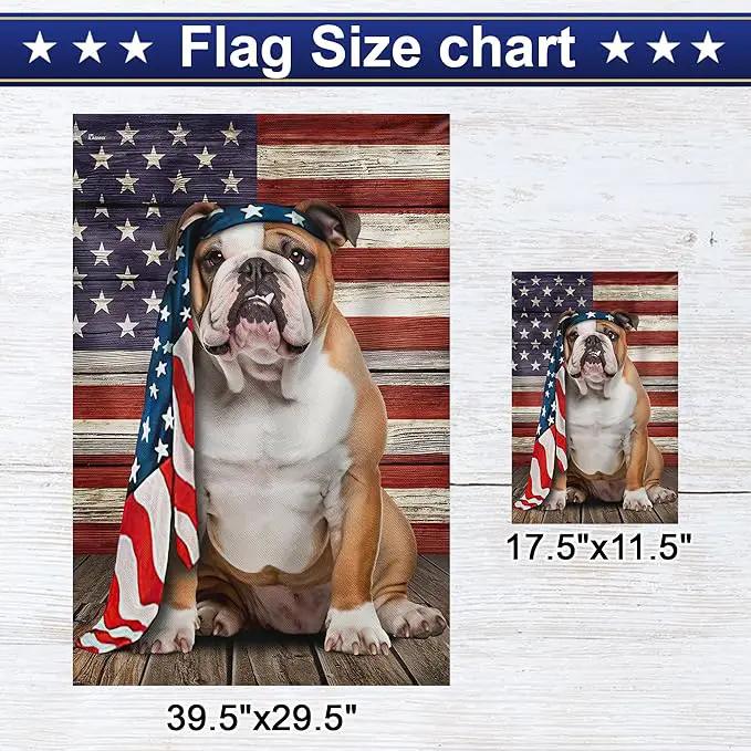 FLAGWIX English Bulldog House Flags, Dog Decor American Flag - 4th of July Decorations for Home, Yard, House Flag 30x40 - Patriotic Dog Decor, Double Sided, Heavy Duty Canvas Flag Indoor Outdoor by GreenHaven Gardens