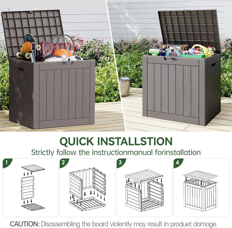 KAMABOKO 32 Gallon Outdoor Storage Box 2 Pack All-Weather Deck Box for Patio Furniture, Package Deliveries, Garden Tools, Pool Supplies & Cushions, Grey by GreenHaven Gardens