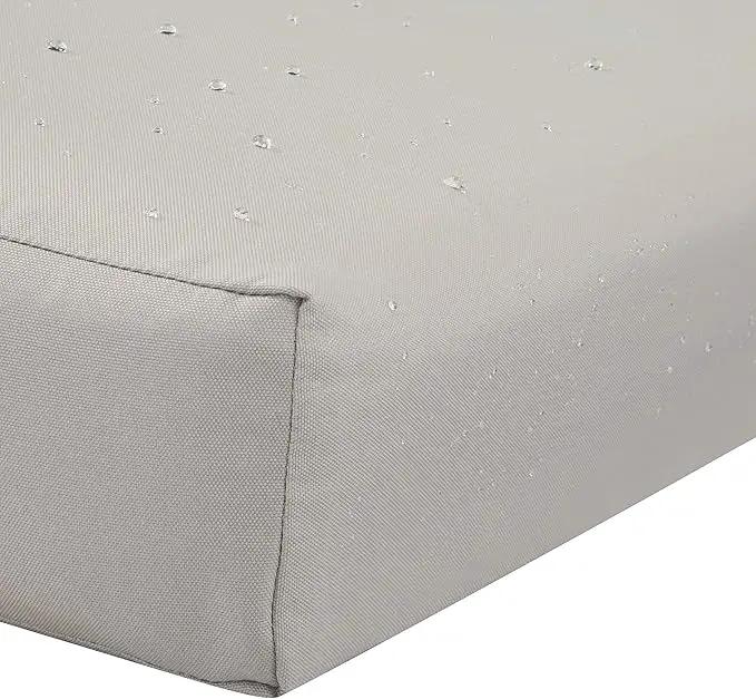 Classic Accessories Ravenna Water-Resistant 23 x 23 x 5 Inch Square Patio Seat Cushion Slip Cover & Foam, Mushroom, Lounge Chair Cushion by GreenHaven Gardens