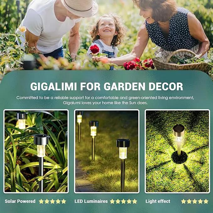 GIGALUMI Solar Lights Outdoor Waterproof, 20 Pack, Stainless Steel LED Solar Garden Lights for Patio, Lawn, Yard and Landscape, Garden Decor Patio Decor,Warm White by GreenHaven Gardens