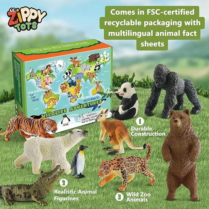 9 PCS Zoo Animal Toys for Kids 3-5 Realistic Plastic Wild Animal Figurine Toys Educational Learning Toy for Kids Boys Girls Toddlers by GreenHaven Gardens