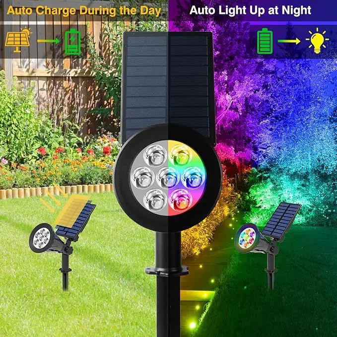 T-SUN Solar Spotlights for Outsides, Christmas Solar Lights Outdoor Waterproof, Color Changing Solar Landscape Spotlights, Auto ON/Off Solar Garden Pond Light for Yard, Trees, Driveway, Patio(4 Pack) by GreenHaven Gardens