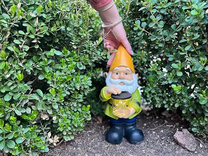 VP Home Jar Garden Gnomes Lawn Gnome with Solar Light Great Addition for Your Garden Solar Powered Knome Gifts for Outside Patio Lawn (Yellow Hat) by GreenHaven Gardens