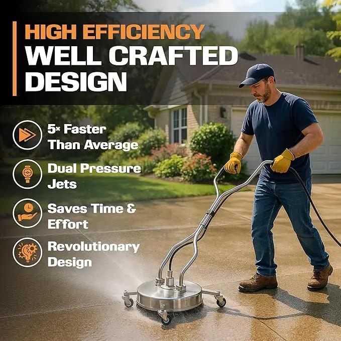 EDOU Dual 24" Pressure Washer Surface Cleaner - Surface Cleaner with Wheels - Heavy Duty Composite, 4,500 PSI Max Working Pressure - Includes 3/8 Inch Quick Connector Kit and Teflon Tape by GreenHaven Gardens