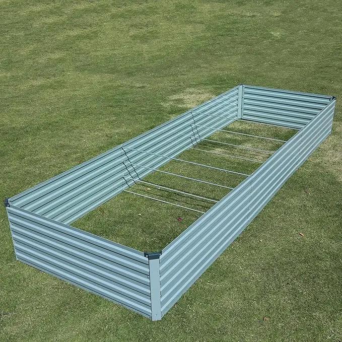 12x4x1.5ft Galvanized Raised Garden Bed,Outdoor Planter Box Metal Patio Kit Planting Bed for Vegetables Flowers Herb,Grey by GreenHaven Gardens