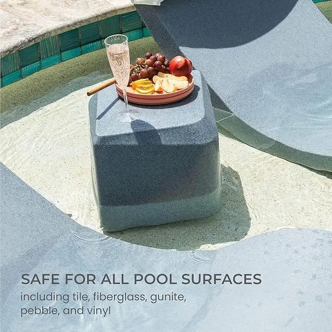 Classic White - Small Side Table – Designed for Shallow Shelves Up to 10” – Aqua Outdoors – Compatible with All Pool Types - Inside Pool, Sun Shelf & Patio Surfaces by GreenHaven Gardens