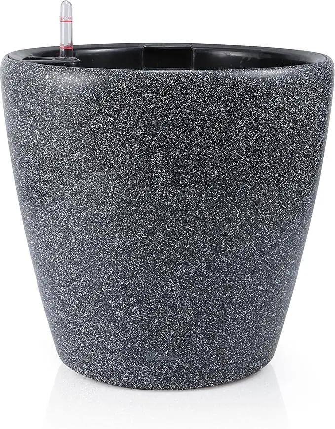 Dexceder 15x14 Self Watering Planter with Wheels Indoor Outdoor, Inner Pot Design, Thickened Large Floor Standing Flower Plant Pot with Water Level Indicator (Stone Matte) by GreenHaven Gardens