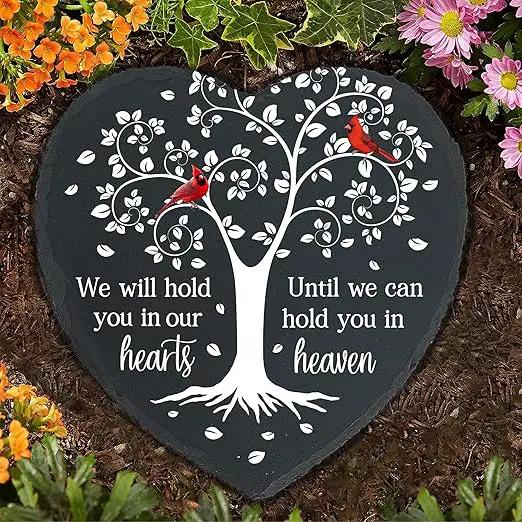 Cardinal Memorial Slate Stone - Hold You in Our Hearts, Memorial Plaque Sympathy Gifts for Loss of Loved One, Memorial Gifts for Loss of Father, Mother, Brother Garden Slate Stone TNA6 by GreenHaven Gardens