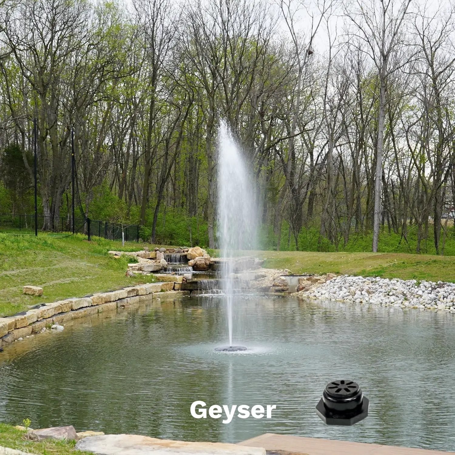 HALF OFF PONDS Floating Fountain – 1.75 HP Pond Aerator with 100' Cord – 14,800 GPH Water Pump – 11 Spray Patterns - Energy-Efficient – for Large Ponds, Lakes & Water Gardens by GreenHaven Gardens