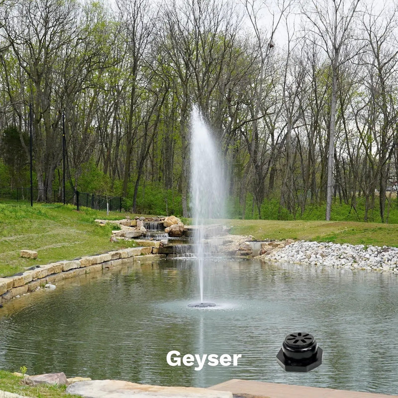 HALF OFF PONDS Floating Fountain – 1.75 HP Pond Aerator with 200' Cord – 14,800 GPH Water Pump –11 Spray Patterns - Energy-Efficient - White LED Lights - for Large Ponds, Lakes & Water Gardens by GreenHaven Gardens