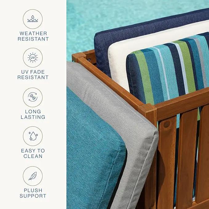 Honeycomb Outdoor Essentials Set of 2 Tufted Seat Pads, 19 x 18, Hampton Texture Neutral Dining Chair Cushions for Patio Furniture by GreenHaven Gardens