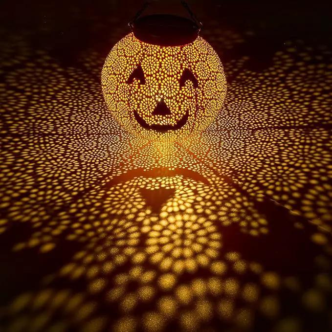 Halloween Solar Hanging Lights Outdoor - Solar Metal Halloween Lantern Decor, Solar Powered Led Waterproof Decorative Round Hanging Light for Garden, Yard, Patio, Pathway, Porch by GreenHaven Gardens