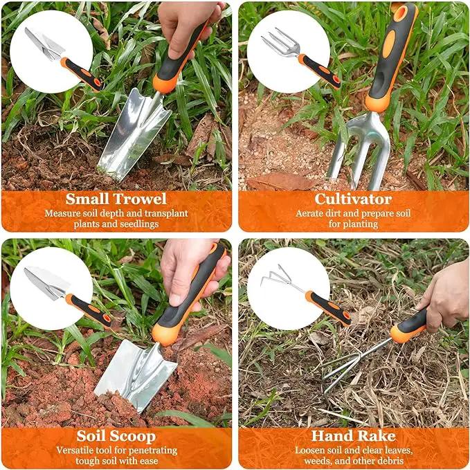 Gardening Tool Set, CHRYZTAL Stainless Steel Heavy Duty Gardening Tool Set, with Non-Slip Rubber Grip, Storage Tote Bag, Outdoor Hand Tools, Ideal Gardening Gifts for Women by GreenHaven Gardens