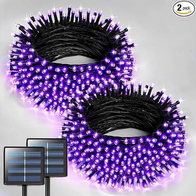 JMEXSUSS 2 Pack Purple Solar Christmas Lights, Total 400 LED 151FT Purple Solar Lights Outdoor Waterproof, 8 Modes Purple Christmas Lights for Outside Patio Yard Halloween Tree Christmas Decorations by GreenHaven Gardens