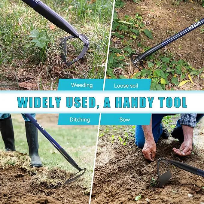 WIKER Hoe Garden Tool,Garden Hoe for Weeding,Weed Puller Tool with Fiberglass Handle,57inches,Blue by GreenHaven Gardens