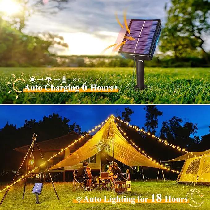 Ollny Solar String Lights Outdoor, 2 Pack Total 198FT 600LED Solar Fairy Lights, 8 Modes IP67 Waterproof for Outside Yard Garden Patio Xmas Party, Warm White by GreenHaven Gardens