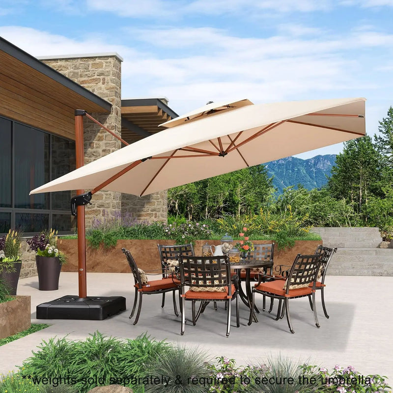 PURPLE LEAF 12ft Patio Umbrella Outdoor Square Umbrellas Large Cantilever Umbrella Windproof Offset Umbrellas Heavy Duty Sun Umbrella for Garden Deck Pool Patio, Beige by GreenHaven Gardens