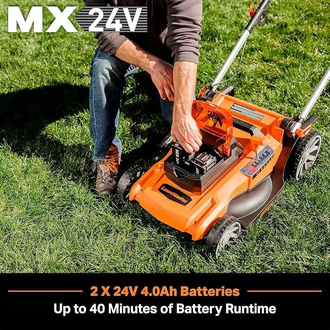 LawnMaster CLMF4819A 48V MAX* 19-inch Brushless Cordless Mower with 2X24V MAX* 4.0Ah Battery and a Dual Charger by GreenHaven Gardens