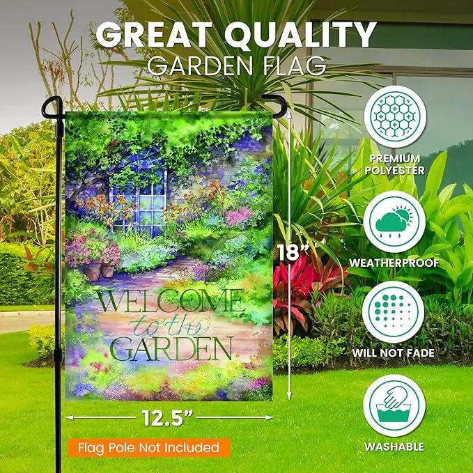 Spring Garden Flags 12.x18 Double Sided - Floral Garden Flag Printed in Premium Polyester - Seasonal House Welcome Banner for Outdoor, Yard, Lawn, Deck, and Patio - Suits Standard Flag Poles by GreenHaven Gardens