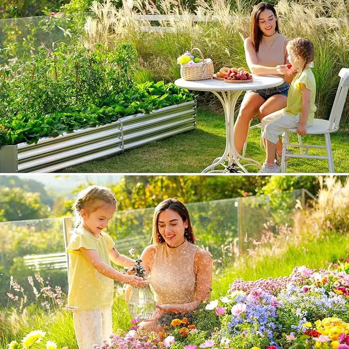 Land Guard 2 Pack 8×4×1ft Galvanized Metal Raised Garden Bed, Metal Planter Kit Box Outdoor for Deep-Rooted Vegetables, Flowers, Green and Herbs… by GreenHaven Gardens