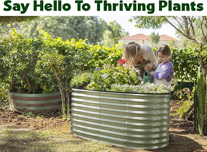 Galvanized Raised Garden Beds Outdoor // 4×2×2 ft Planter Raised Beds for Gardening, Vegetables, Flowers // Large Metal Garden Box (Silver) // Patented Tool-Free Design by GreenHaven Gardens