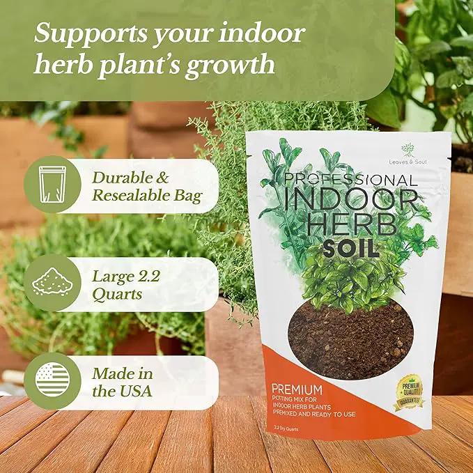 Professional Indoor Herb Plant Soil | Large 2.2 Quarts Ready to Use for Kitchen, Gardens, Cooking Herbs | Peat Moss, Coco Coir, Perlite, Dolomite | Made in USA by GreenHaven Gardens